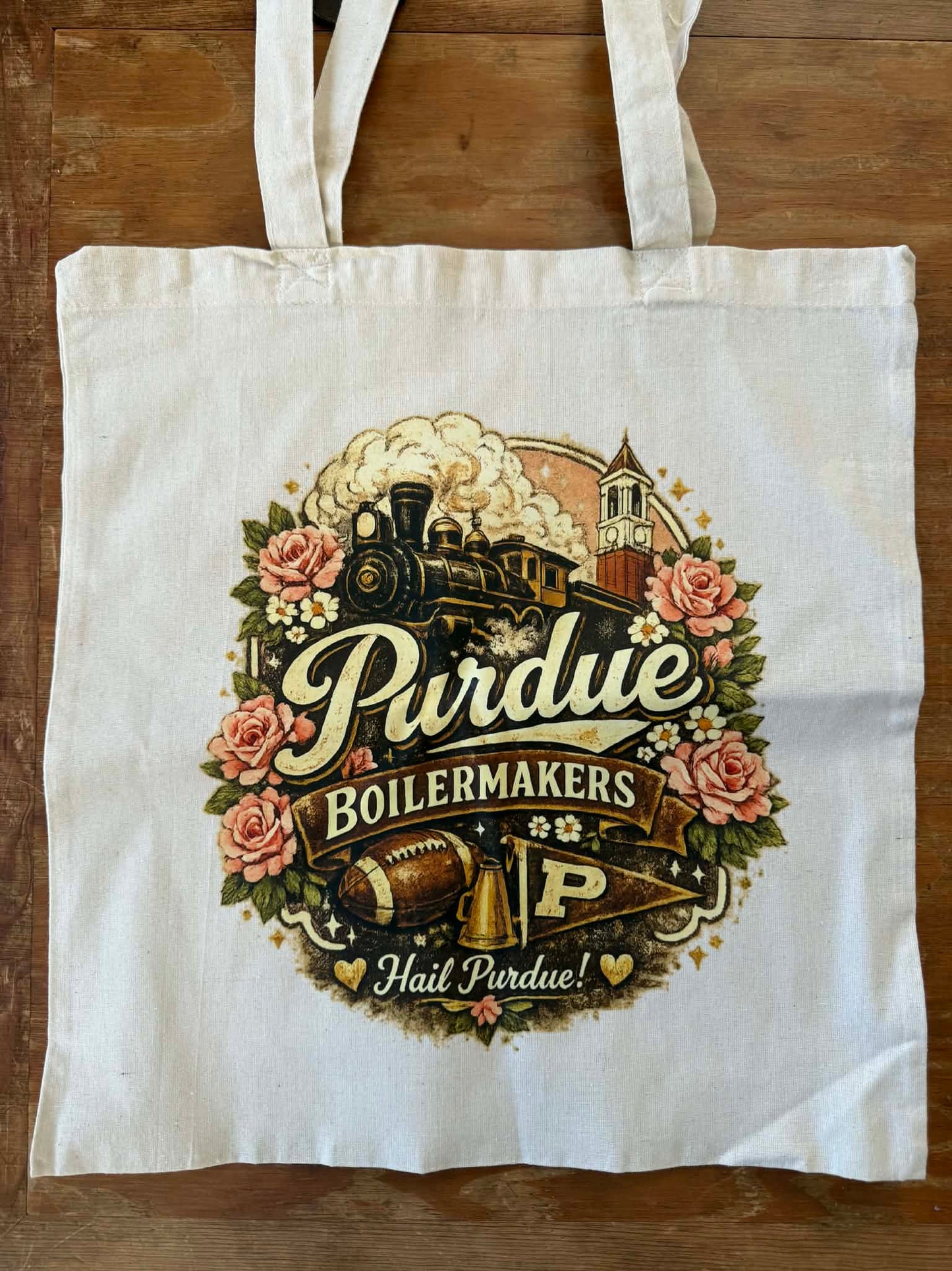 Vintage Inspired Purdue Canvas Tote