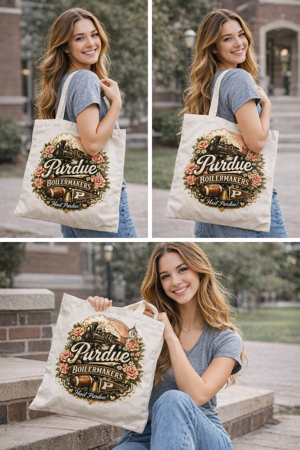 Vintage Inspired Purdue Canvas Tote