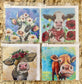 Whimsical Cows, Original Art Greeting Cards - Set of Four