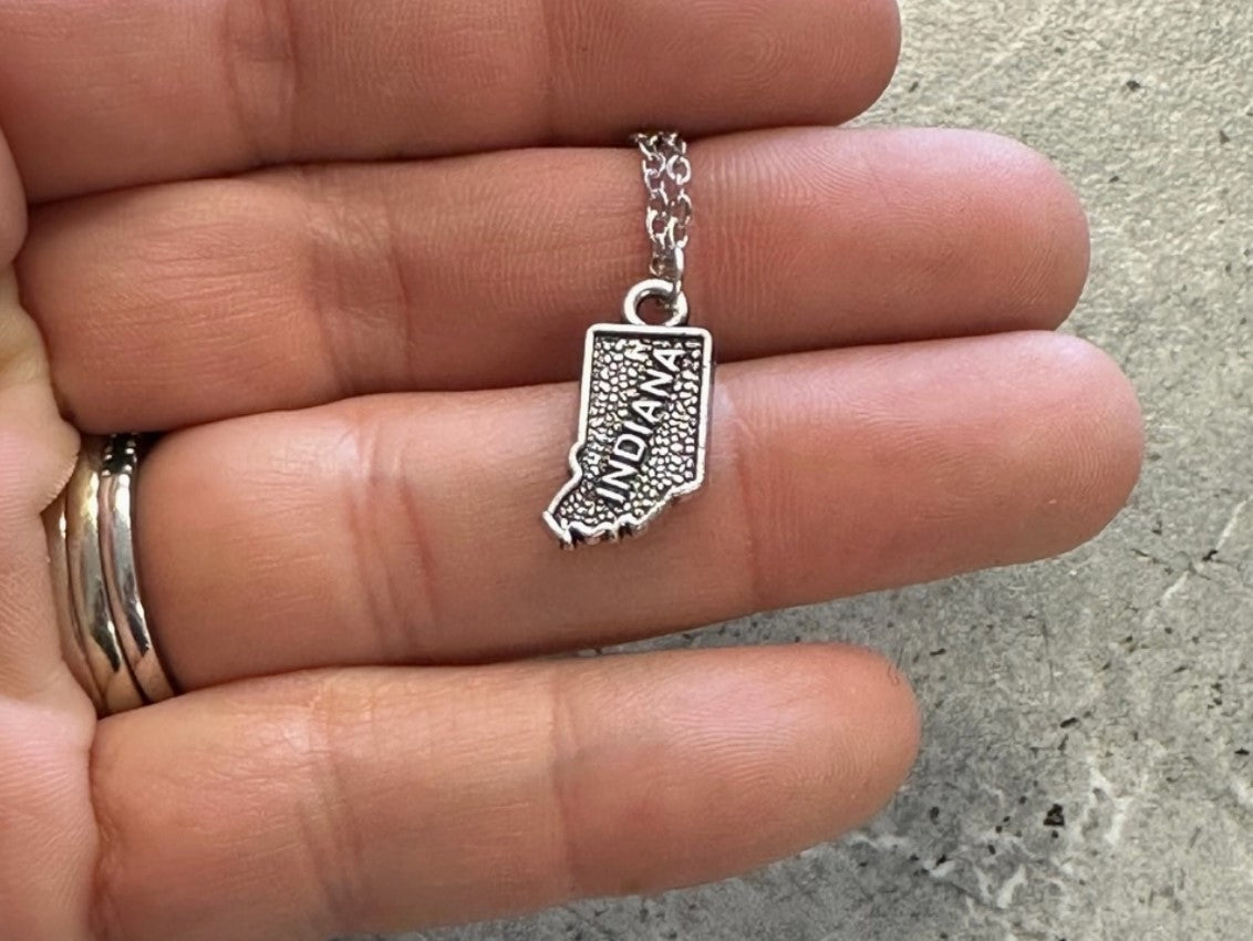 Tiny Indiana Charm Necklace, Handmade in Indiana