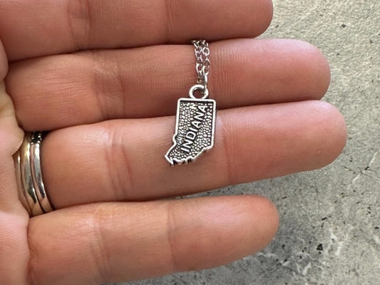Tiny Indiana Charm Necklace, Handmade in Indiana