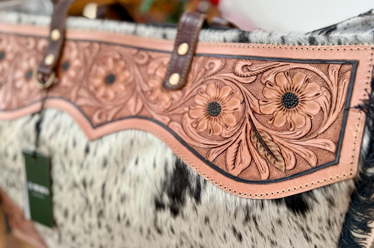 MYRA Cartwright Hand-Tooled Weekender Bag
