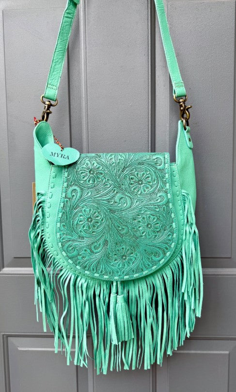 Moonwood Hand-Tooled Bag in Turquoise