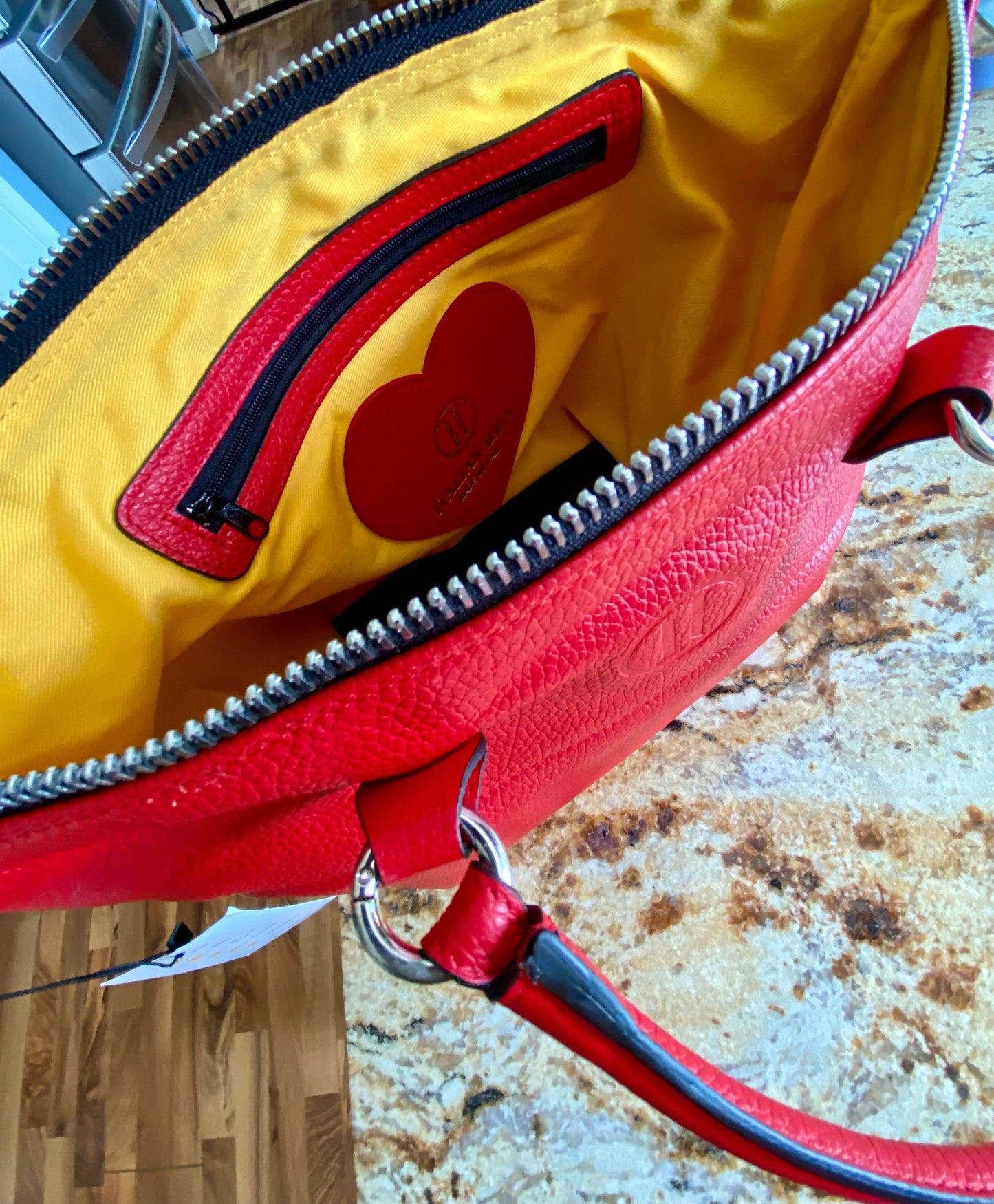 Italian Leather Handbag, 5 bags in one! Red Leather Purse, Handmade in Italy