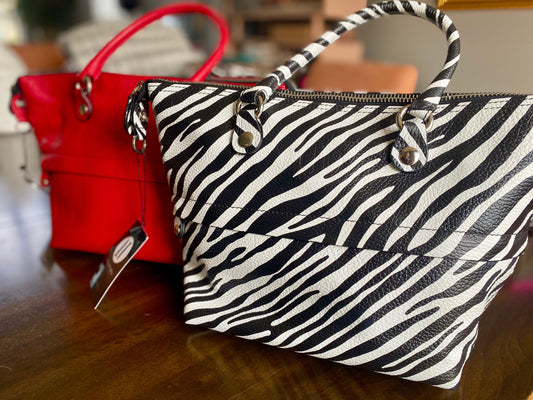 Italian Leather Handbag, 5 bags in one! Red Leather Purse, Handmade in Italy