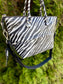 Italian Leather Handbag, 5 bags in one! Zebra Striped Leather Purse, Handmade in Italy