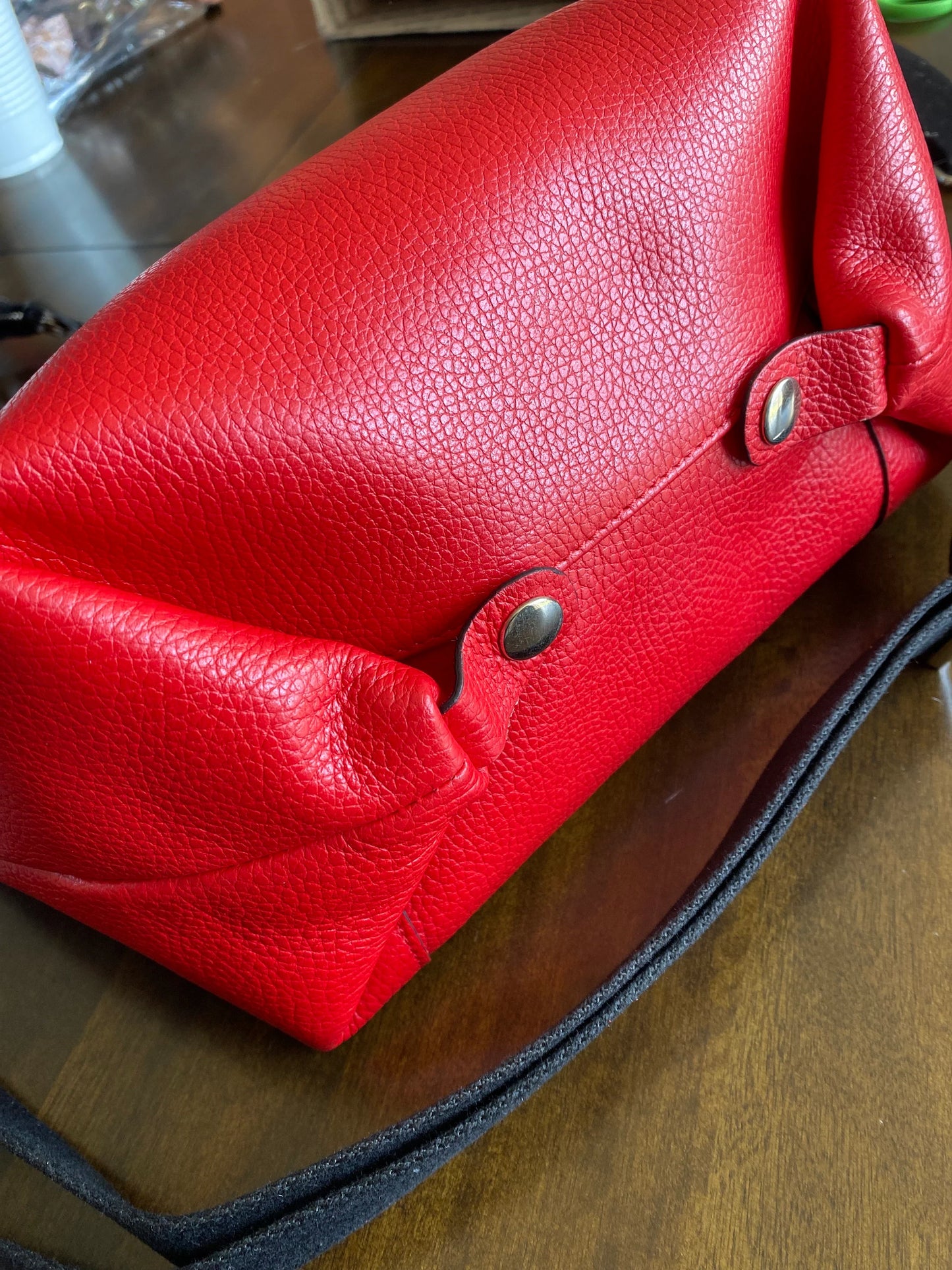 Italian Leather Handbag, 5 bags in one! Red Leather Purse, Handmade in Italy