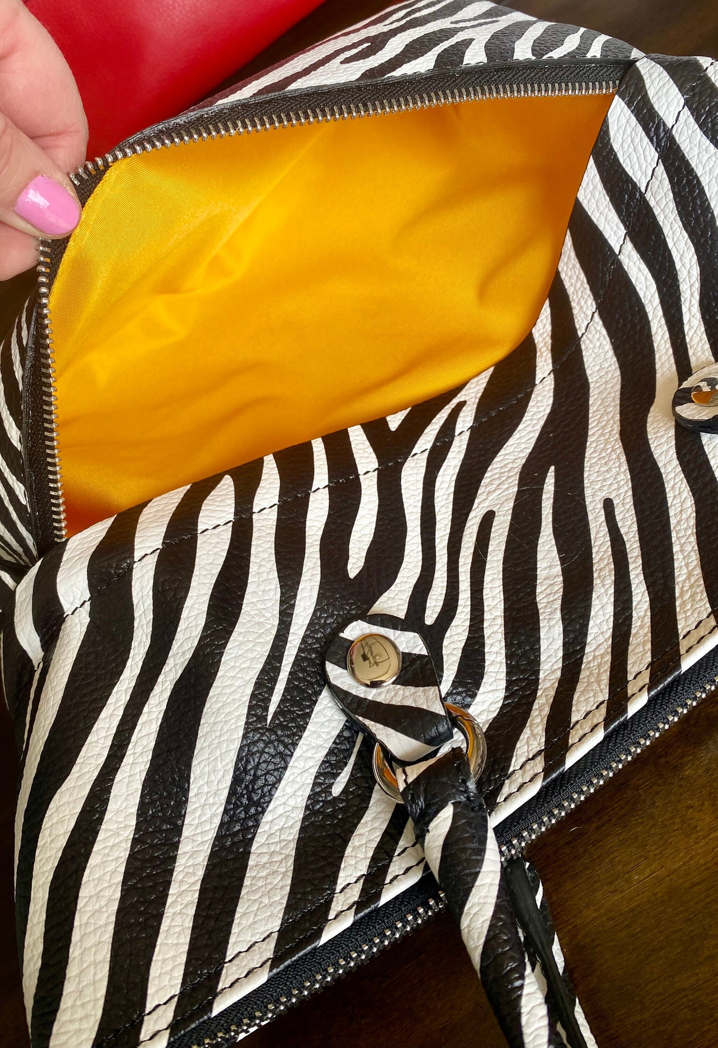 Italian Leather Handbag, 5 bags in one! Zebra Striped Leather Purse, Handmade in Italy