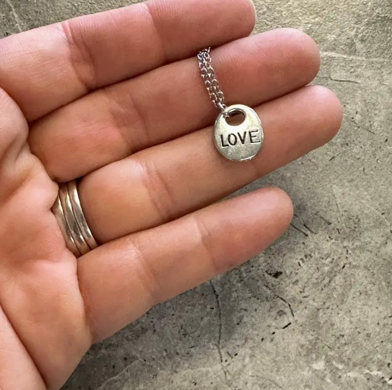 Small Love Tag Charm Necklace