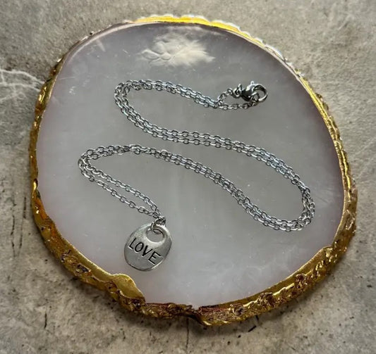 Small Love Tag Charm Necklace
