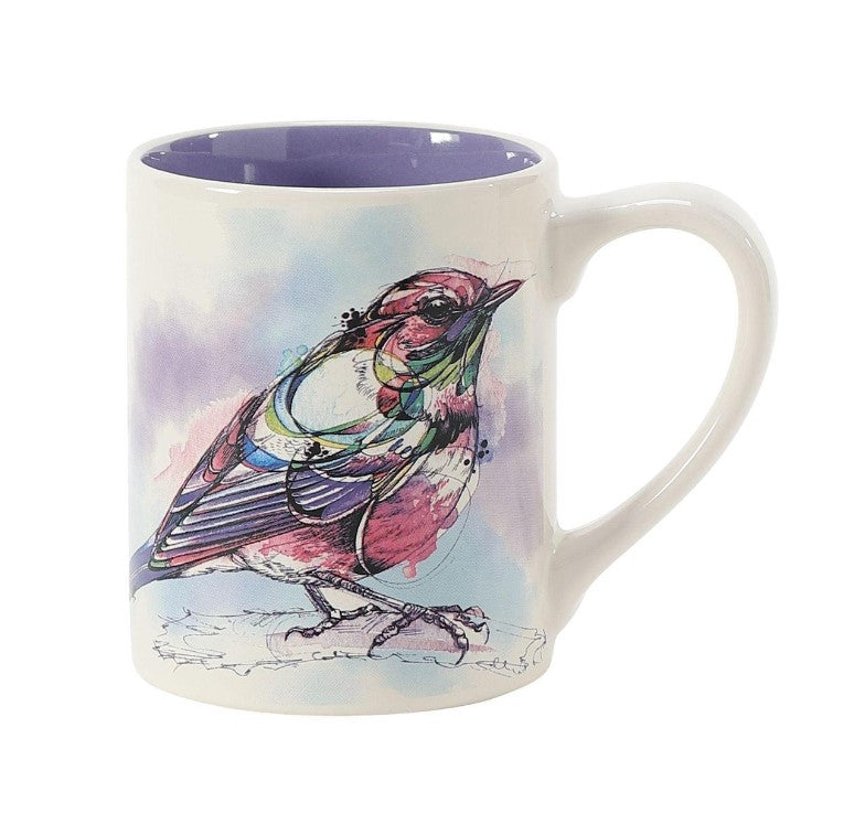 Magenta Bird Watercolor Mug ~ by Izzy and Oliver