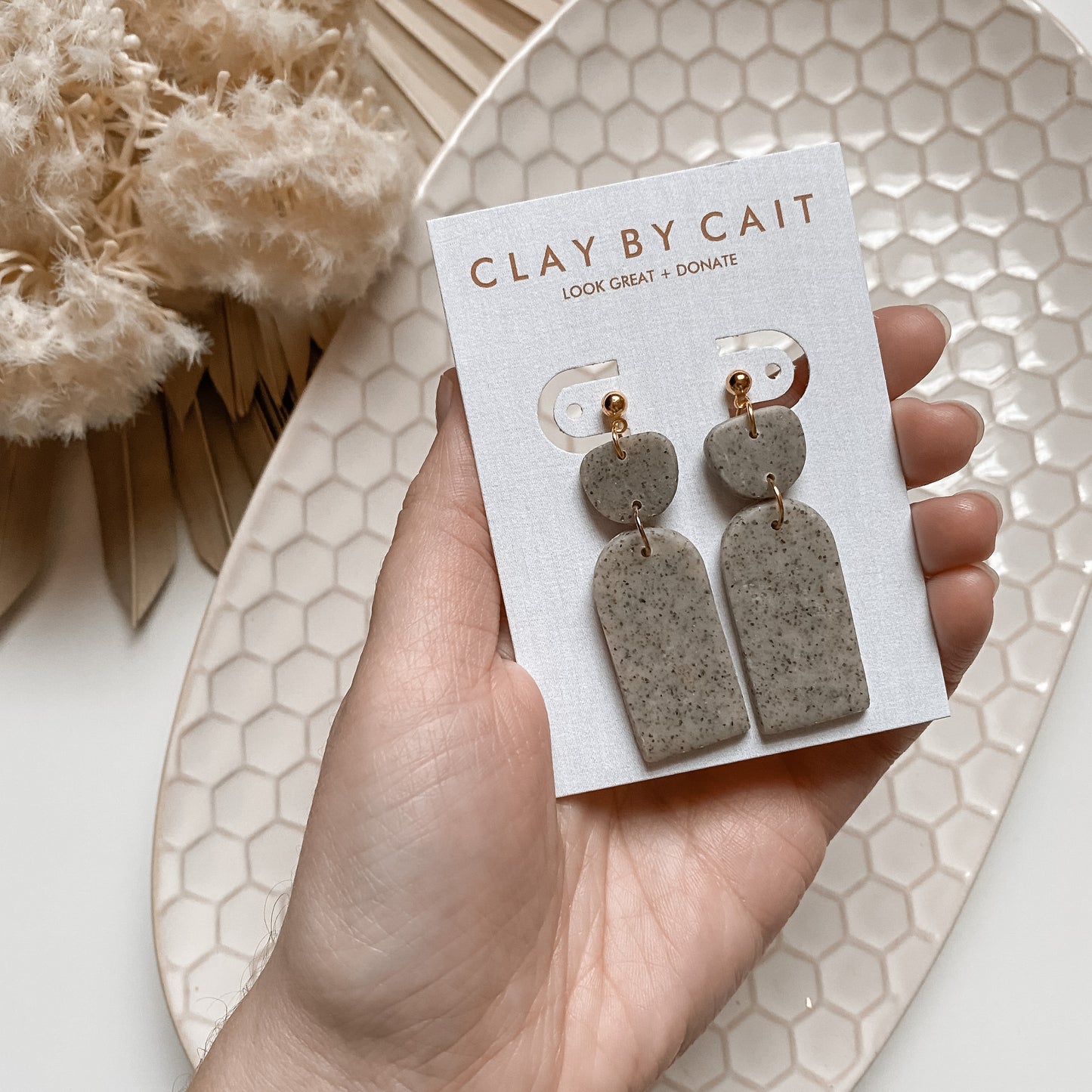 Clay by Cait ~The Beck Statement Earring in Gray