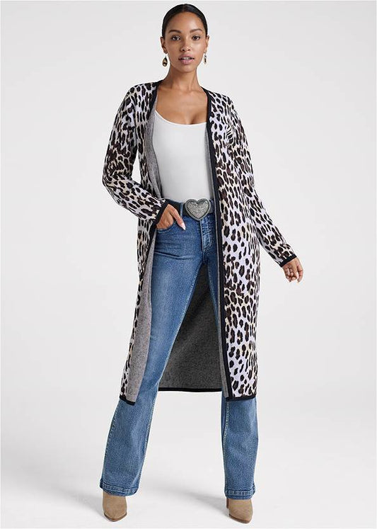 Snow Leopard Print Duster