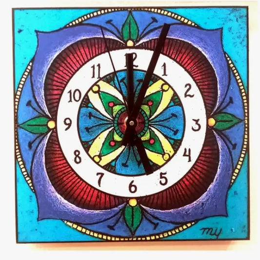 Blue Madela Clock - 8”x 8” by MY Art