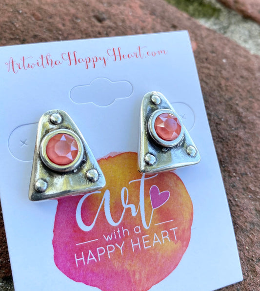 Pink Coral Stud Silver Earrings by Andrea Nieto Jewels