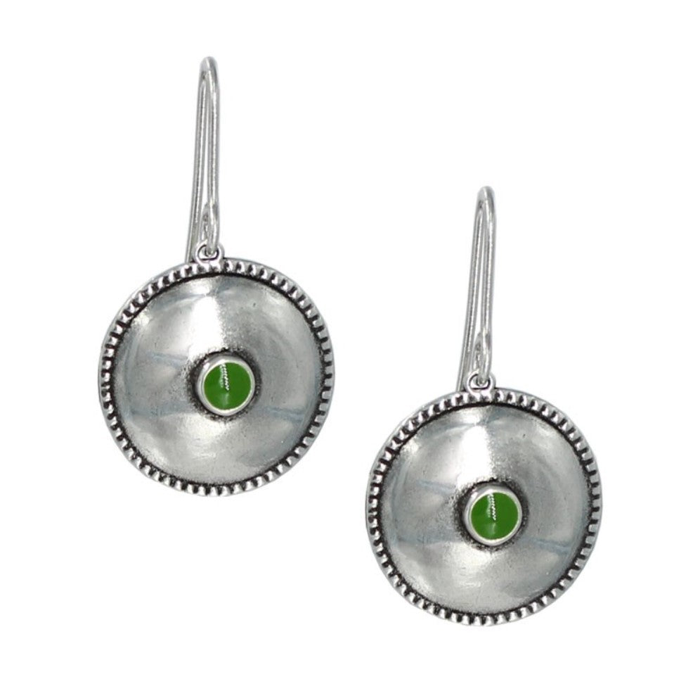 Circle Pendant Earrings with Green Accent by Andrea Nieto Jewels