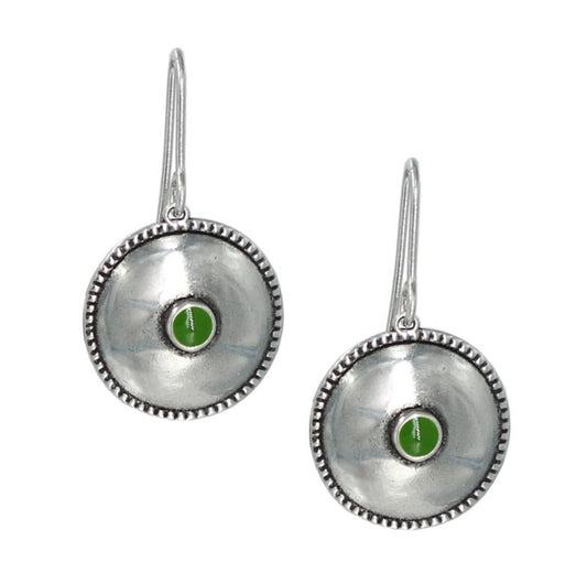 Circle Pendant Earrings with Green Accent by Andrea Nieto Jewels