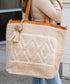 PANACHE Cream Tote with Pom Pom