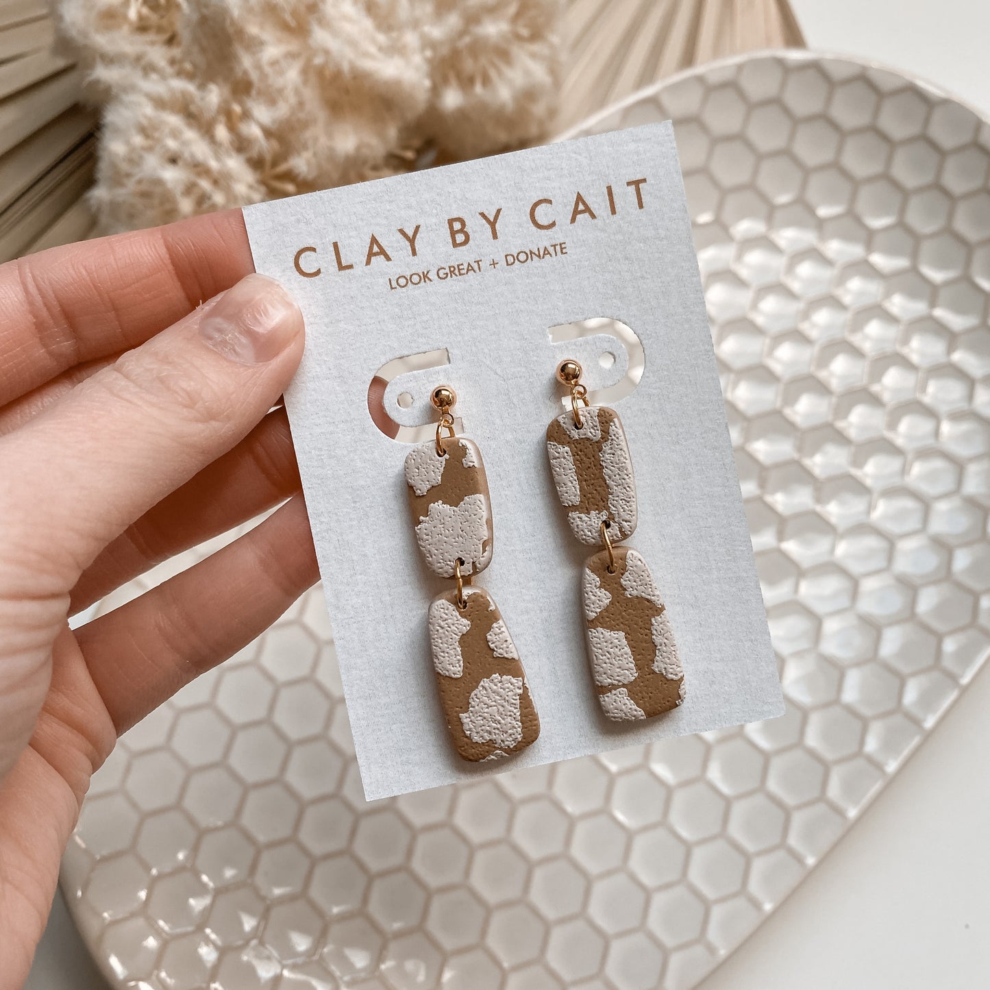 Clay by Cait ~ The Eden Dangle Earring in Natural