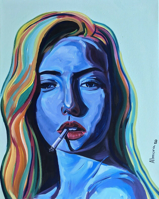Original Acrylic Painting "Blue Smoke" by Almora