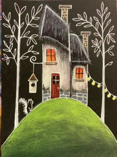 Original Painting "Whimsy House" by Lynne Kohler, Pocket Art