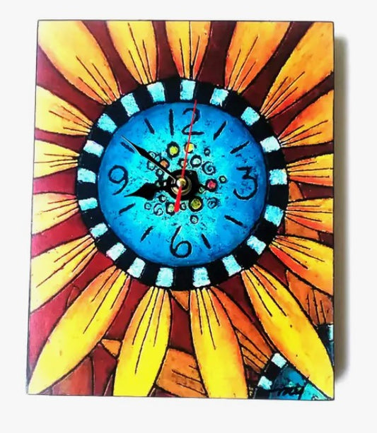 Sunflower Clock - 8”x 10” by MY Art
