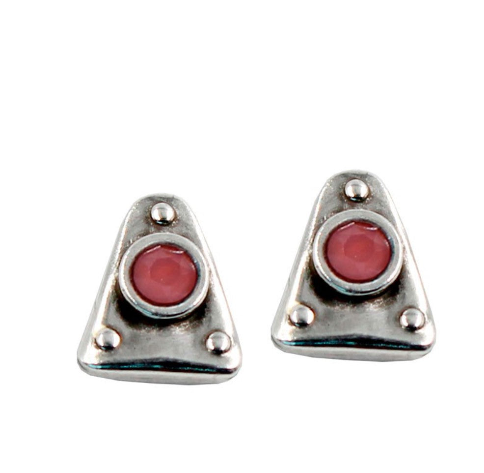Pink Coral Stud Silver Earrings by Andrea Nieto Jewels