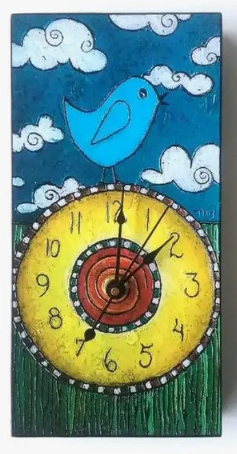 Blue Bird "Tweet" Clock - 4”x 8” by MY Art